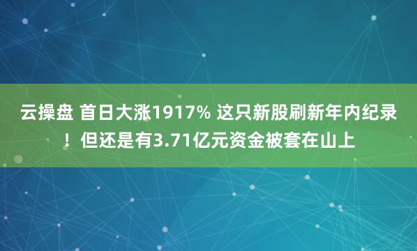 云操盘 首日大涨1917% 这只新股刷新年内纪录！但还是有3.71亿元资金被套在山上